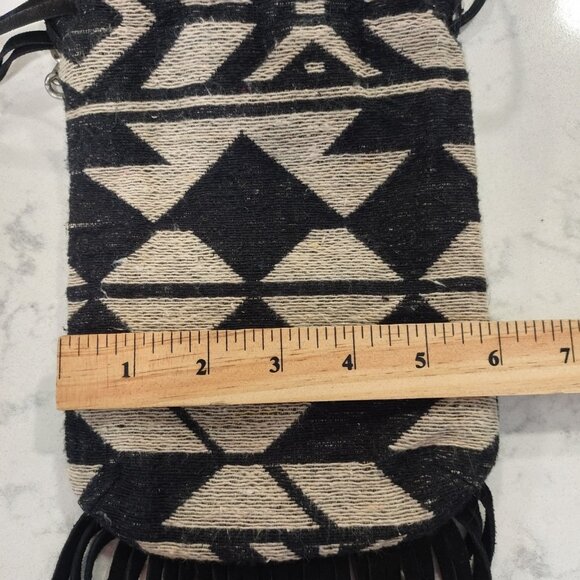 American Eagle Out Bag S Crossbody Boho Aztec Leather Canvas Festival Western - Picture 9 of 16